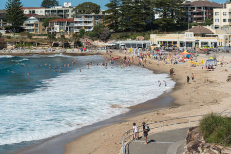 Sydney, Australia - April 21, 2019: People relaxing on Cronulla beach at summer in Sydney. Coastal suburb lifestyleのeditorial素材