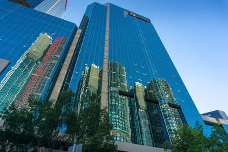 Sydney, Australia - November 24, 2016: Tall glass skyscraper buildings of Symantec and AON corporations at Barangaroo commercial precinct in Sydneyのeditorial素材
