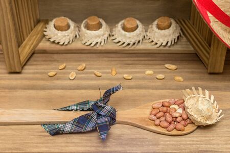 Brazilian June party table decorated with delicious typical sweets and savorys.の写真素材