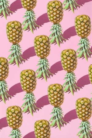 Fashion. Pattern with Pineapple hipster in sunglasses and scarf, stylish fruit. Minimal summer...