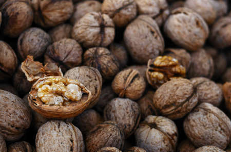 Walnut at street market, close upの写真素材