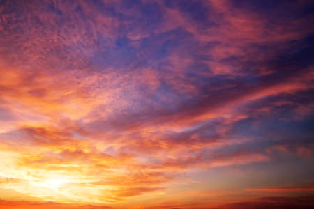 Fiery orange sunset sky. Beautiful sky. の写真素材