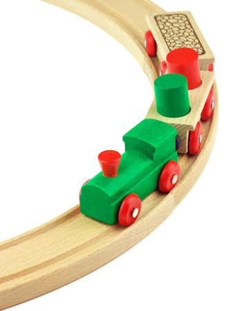 Wooden toy colored train の写真素材