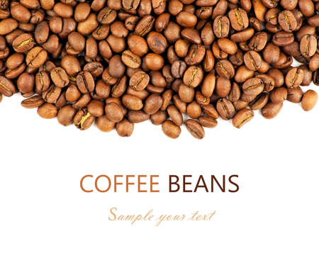 Coffee beans isolated on white .の写真素材