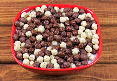 Tasty cornflakes with milkの写真素材