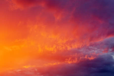 Fiery orange sunset sky. Beautiful sky.の写真素材