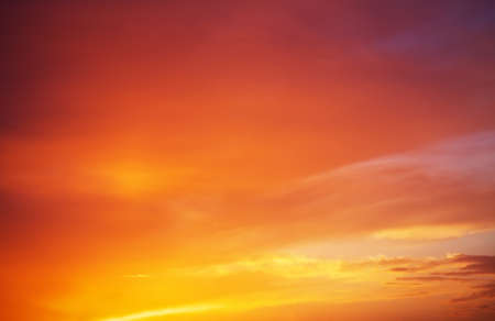 Fiery orange colorful sunset sky. Beautiful sky.の写真素材