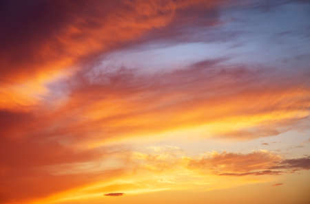 Fiery orange sunset sky. Beautiful sky.