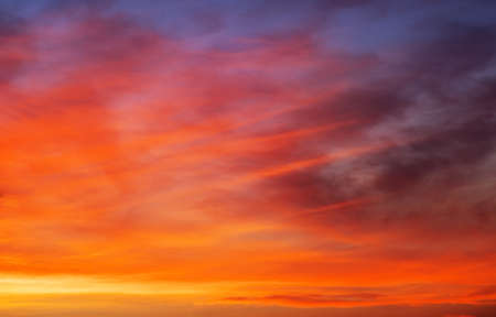 Fiery orange sunset sky. Beautiful sky.の写真素材