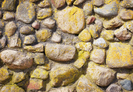 The round stones at the cement wall.の写真素材