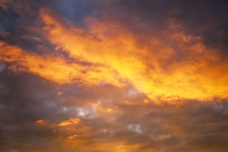 Beautiful fiery orange sunset sky.