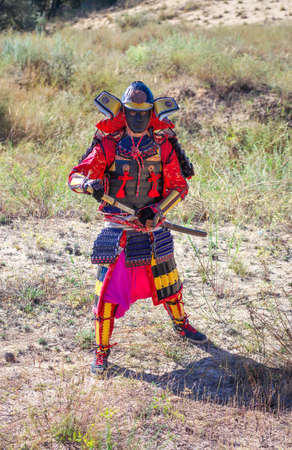 Men in samurai armour with sword. Original Characterの写真素材