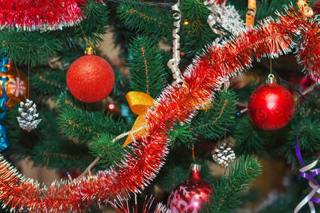 Christmas tree decorated with colored balls