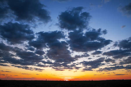 Beautiful colorful sky during sunset or sunrise. Cloudy sky