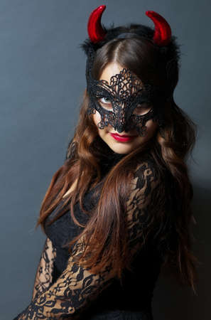 Sexy woman with carnival mask. Secret Party Night background