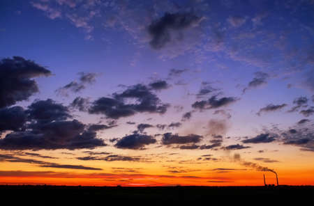 Beautiful fiery orange and red sunset sky. の写真素材