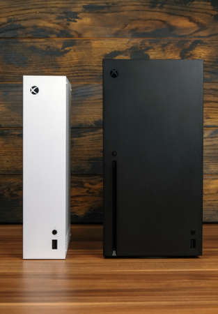 Moscow / Russia - 2020, November 03: new video game consoles: White Xbox Series S and Black Xbox Series Xのeditorial素材