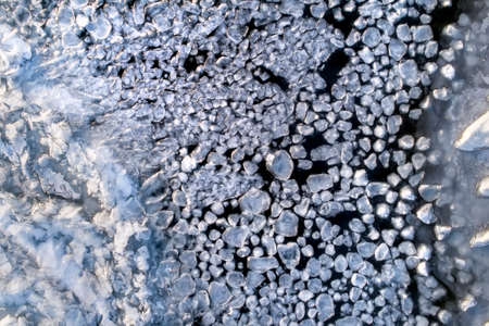 Frozen ice on as a background, a bird's-eye view. Textured surfaceの写真素材