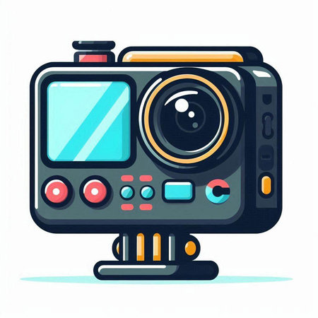 Camera icon. Vector illustration in cartoon style. Isolated on white background.のイラスト素材