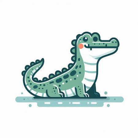 Cute crocodile isolated on white background. Hand drawn vector illustration.のイラスト素材
