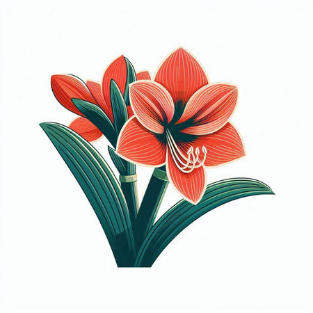 Amaryllis flower isolated on white background. Vector illustration.のイラスト素材