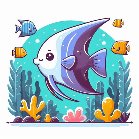 Cute cartoon fish in the sea. Vector illustration for your designのイラスト素材