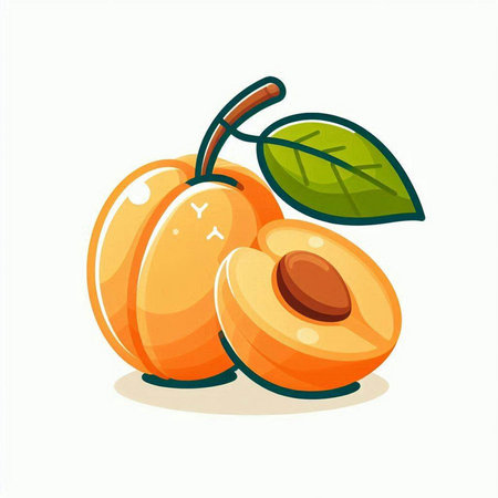 Apricot fruit isolated on white background. Vector cartoon illustration.のイラスト素材