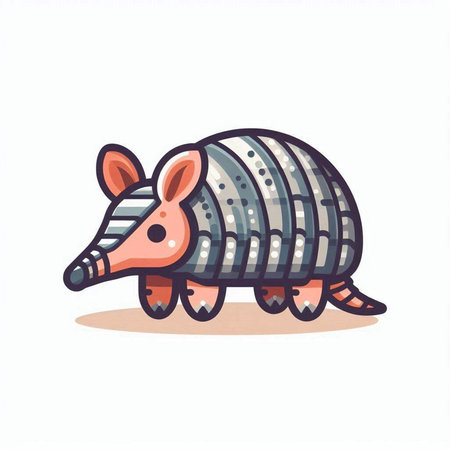 Cute funny little armadillo. Vector illustration in cartoon style.のイラスト素材