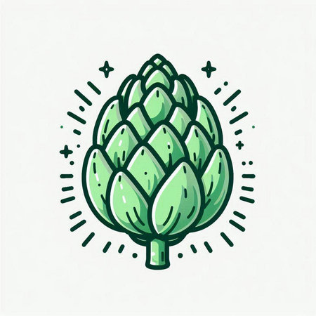 Hand drawn artichoke. Vector illustration in doodle style.のイラスト素材