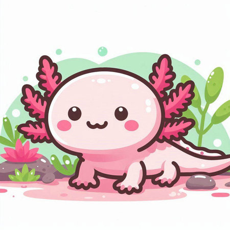 Cute dinosaur in the garden. Vector illustration. Cartoon style.のイラスト素材