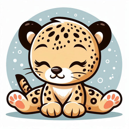 Cute cartoon cheetah on a white background. Vector illustration.のイラスト素材