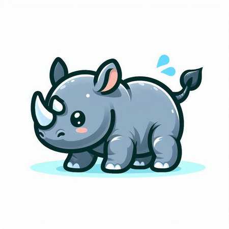 Cute cartoon rhinoceros isolated on white background. Vector illustration.のイラスト素材