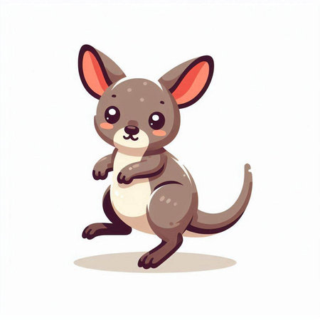 Kangaroo cartoon character. Cute kangaroo vector illustration.のイラスト素材