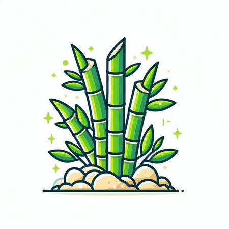 Vector illustration of green bamboo. Isolated on a white background.のイラスト素材