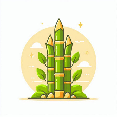 Illustration of green bamboo on white background. Flat style vector illustration.のイラスト素材