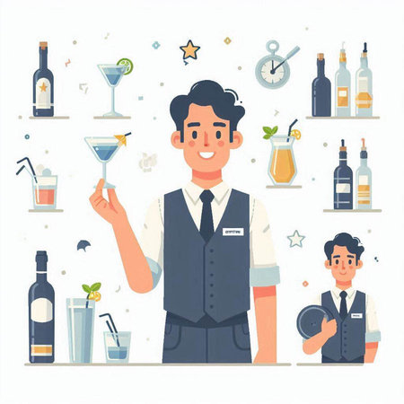 Bartender, bartender, bartender, barman. Vector illustrationのイラスト素材