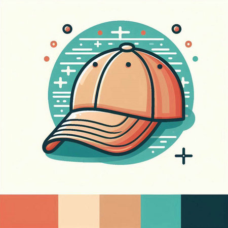 Baseball cap icon isolated on colorful background. Vector Illustration.のイラスト素材