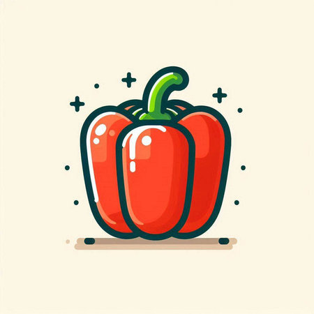 Pepper icon. Vector illustration of red bell pepper. Flat style.のイラスト素材
