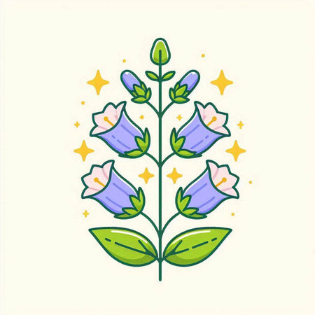 Campanula. Hand drawn vector illustration in doodle style.のイラスト素材