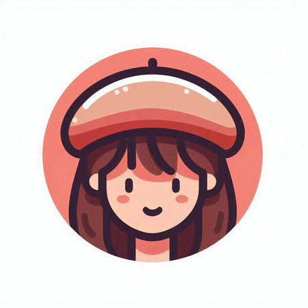 Cute girl in a beret. Cartoon style. Vector illustration.のイラスト素材