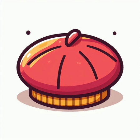 Illustration of a cartoon cherry pie isolated on a white background.のイラスト素材