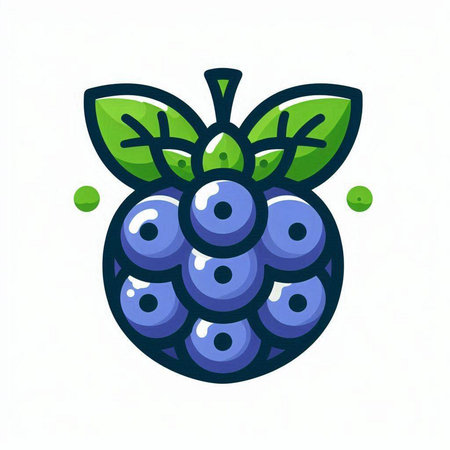 Fruit icon. Vector illustration of berry with green leaves.のイラスト素材