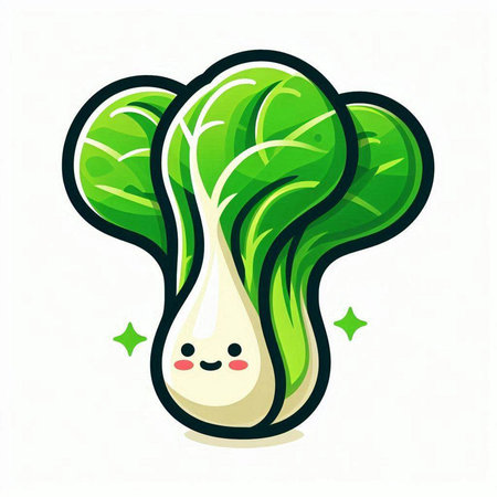 Kawaii cute bok choy. Vector cartoon character illustration.のイラスト素材