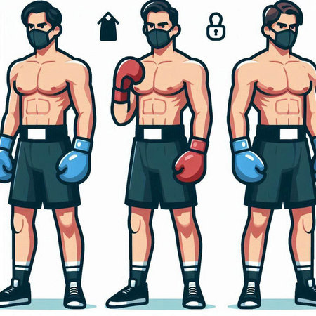 Cartoon boxer set. Vector illustration of boxer set for web designのイラスト素材