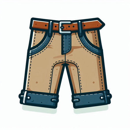 Vector illustration of denim shorts. Isolated on a white background.のイラスト素材