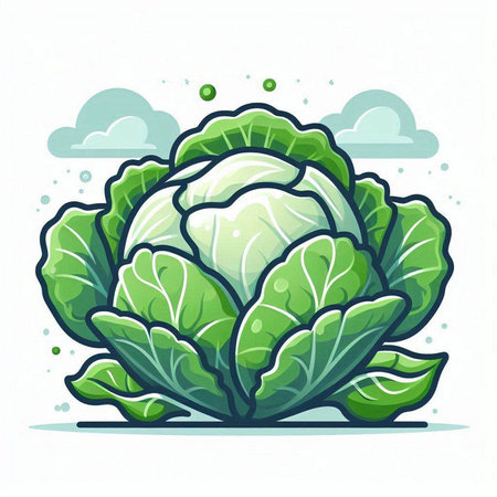Cabbage vector illustration isolated on white background. Cabbage vegetable icon.のイラスト素材