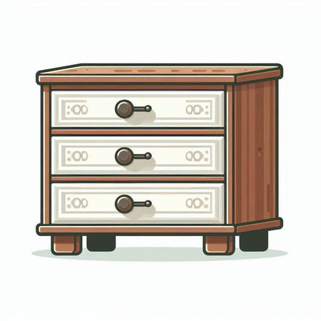Illustration of a chest of drawers isolated on a white backgroundのイラスト素材