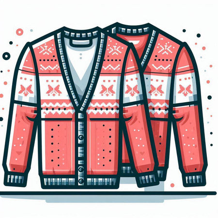 Vector illustration of a sweater with a pattern of snowflakes.のイラスト素材