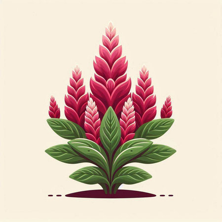 Celosia argentea flower vector illustration. Hand drawn plant.のイラスト素材