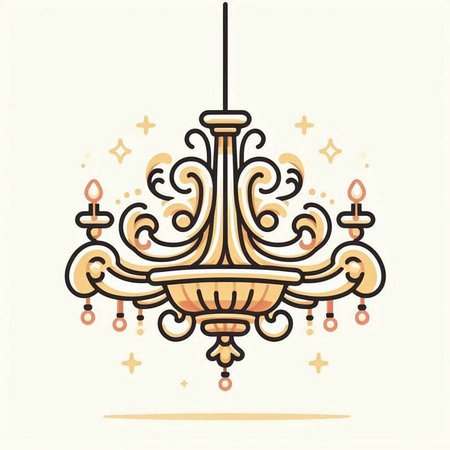 Luxury chandelier in vintage style. Vector illustration.のイラスト素材